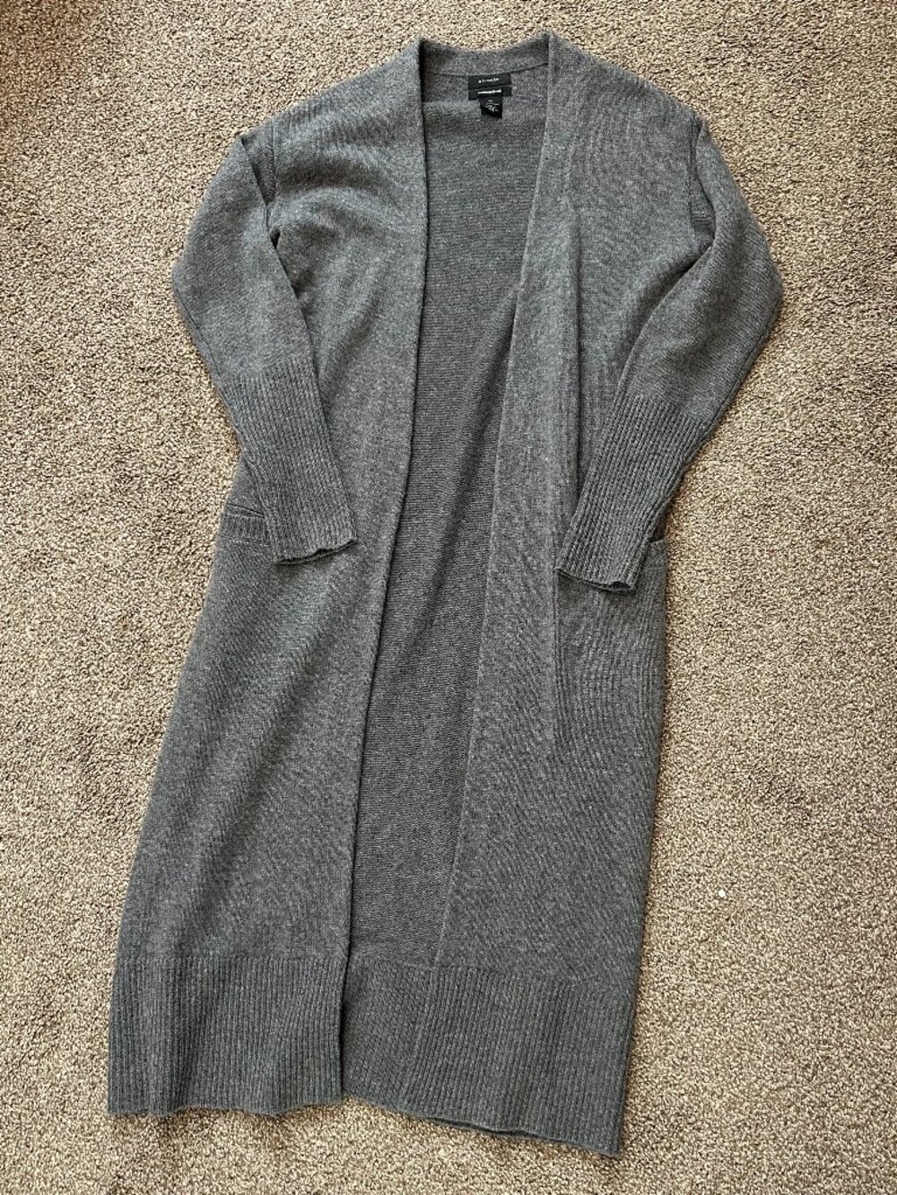 Halogen Gray Wool Cashmere Blend Long Cardigan Sweater XS